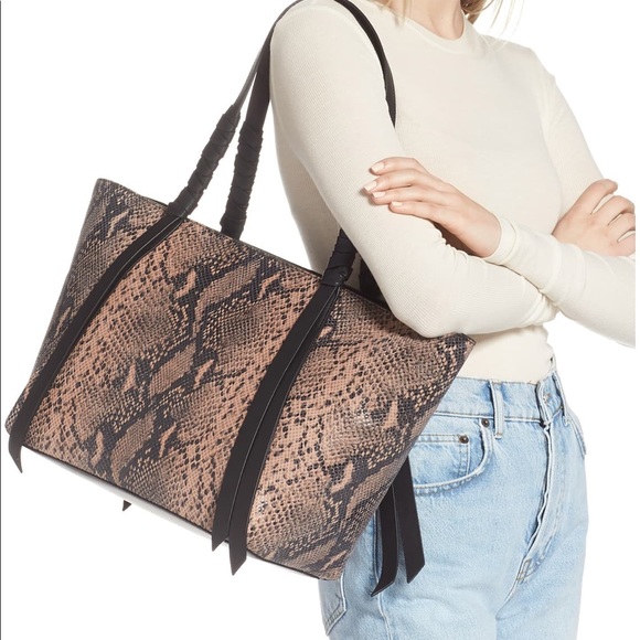 NEW ALLSAINTS Keli Snake Embossed Leather Tote - Picture 2 of 8